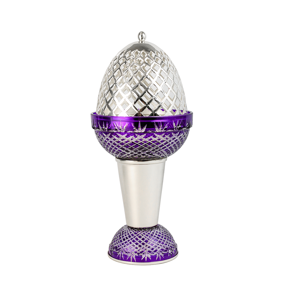 Picture of Crystal Egg With Feet Purple Silver Burner