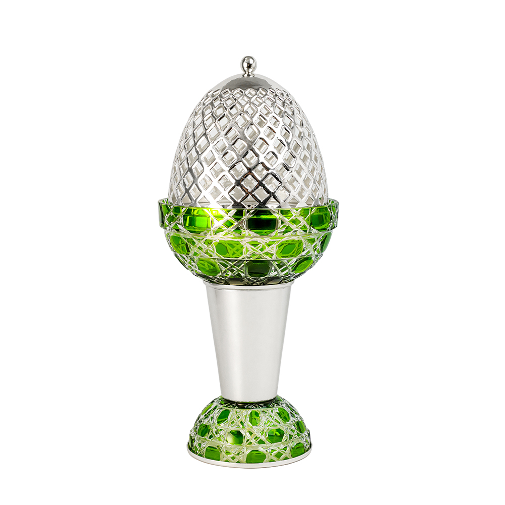 Picture of Crystal Egg With Feet Green Silver Burner