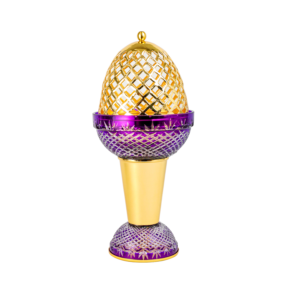 Picture of Crystal Egg With Feet Purple Gold Burner