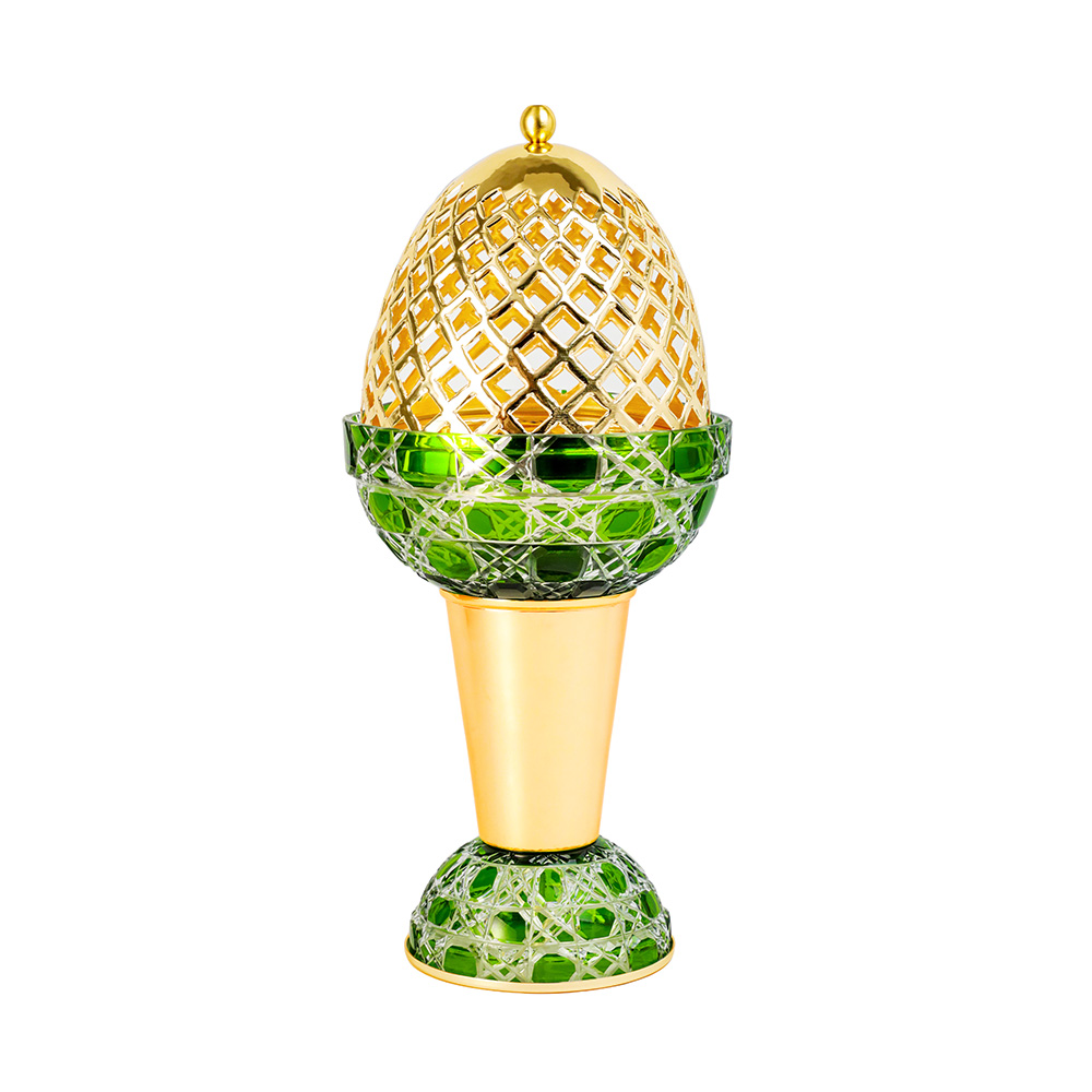 Picture of Crystal Egg With Feet Green Gold Burner