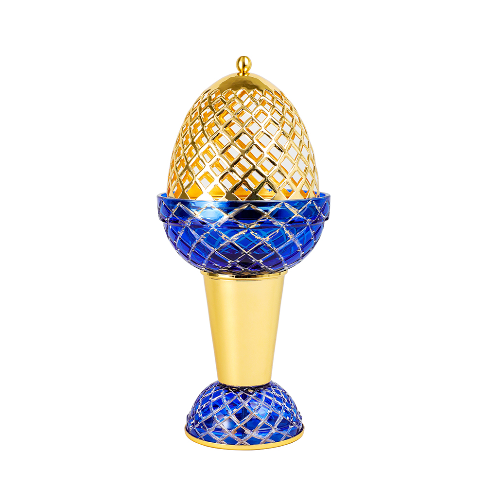 Picture of Crystal Egg With Feet Blue Gold Burner