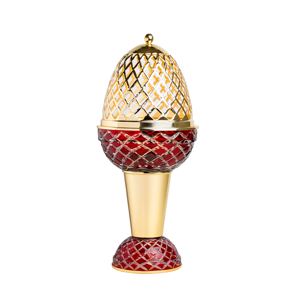 Picture of Crystal Egg With Feet Red Gold Mob Burner
