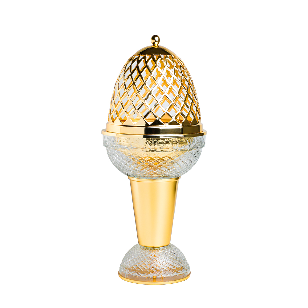 Picture of Crystal Egg With Feet Clear Gold Mob Burner