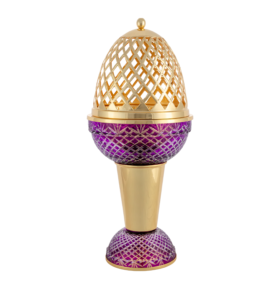 Picture of Crystal Egg With Feet Purple Gold Burner