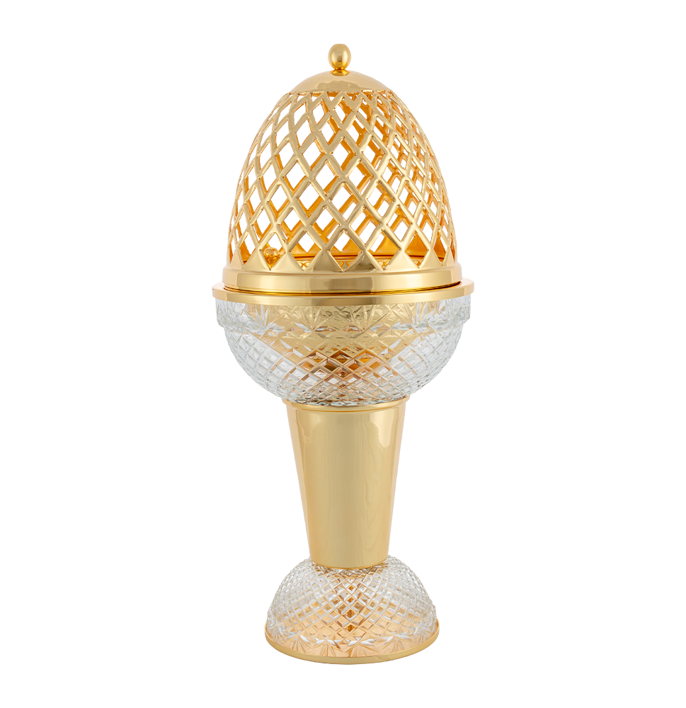 Picture of Crystal Egg With Feet Clear Gold Mob Burner
